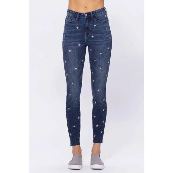 Judy Blue Denim - Judy Blue Jeans Womens 15/32 Stars Skinny Fit Ankle Fray High Rise Stretch